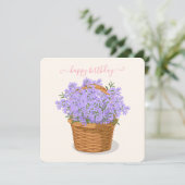 Happy Birthday Hand-Drawn Lavender Basket シーズンカード (スタンド正面)