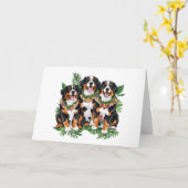 Happy Birthday Hawaiian Bernese Mountain Dogs カード (黄色い花)