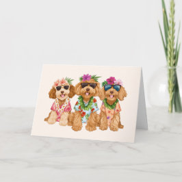 Happy Birthday Hawaiian Goldendoodle Dogs カード