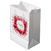 Happy Birthday Heart Frame , [Your Name]! (Custom) ミディアムペーパーバッグ (正面アングル)