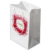 Happy Birthday Heart Frame , [Your Name]! (Custom) ミディアムペーパーバッグ (裏面アングル)