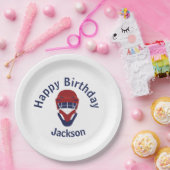 Happy Birthday Hockey Red & Blue ペーパープレート (パーティー)