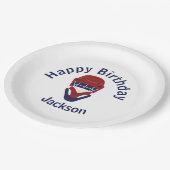 Happy Birthday Hockey Red & Blue ペーパープレート (アングル)