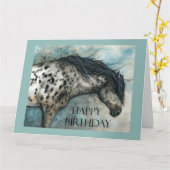 Happy Birthday Horses Appaloosa by Bihrle カード (黄色い花)