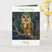 Happy Birthday Hubby | Owl Themed  カード (黄色い花)