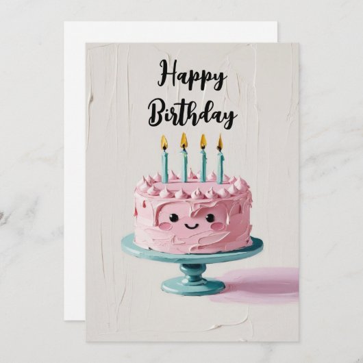 Happy Birthday Impasto Cake シーズンカード (正面/裏面)