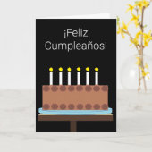 Happy Birthday in Spanish: Black Blank カード (黄色い花)