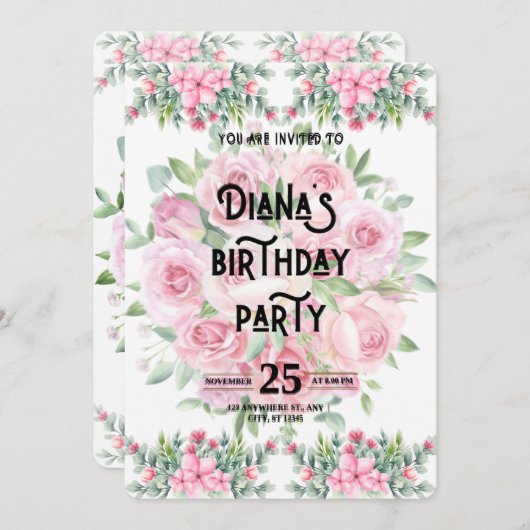 Happy Birthday Invitation 招待状 (正面/裏面)