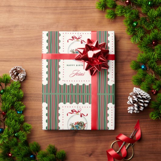 "Happy Birthday Jesus" - 信仰に基づくクリスマス ラッピングペーパー (クリスマスギフト)