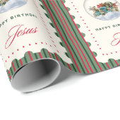 "Happy Birthday Jesus" - 信仰に基づくクリスマス ラッピングペーパー (ロールコーナー)