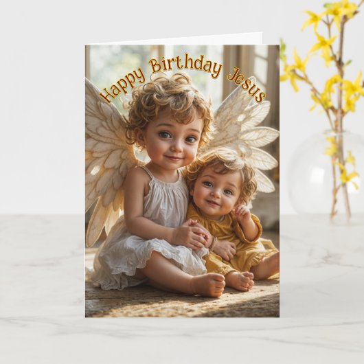 Happy Birthday Jesus 5x7 Christmas Card カード (黄色い花)