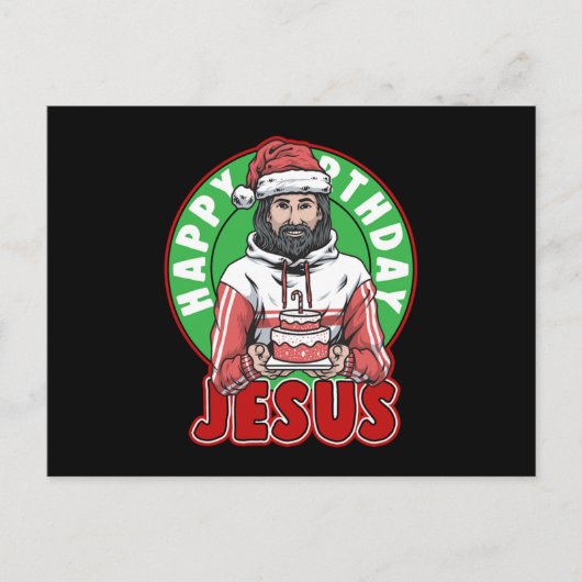 Happy Birthday Jesus Cake Xmas Merry Christmas Gif ポストカード (正面)