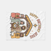 Happy Birthday Jesus Christmas Christian Outfit To フリースブランケット (正面(横))