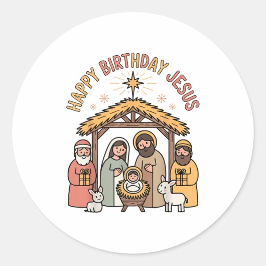 Happy Birthday Jesus Christmas Christian Outfit To ラウンドシール (正面)