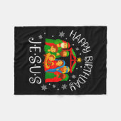 Happy Birthday Jesus Christmas Pajamas Xmas Squad  フリースブランケット (正面(横))