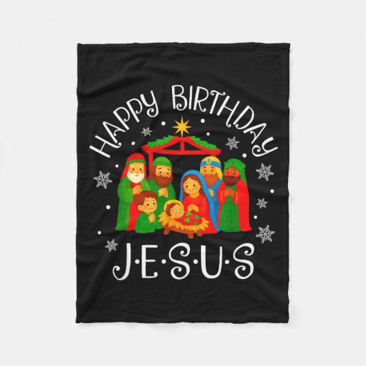 Happy Birthday Jesus Christmas Pajamas Xmas Squad  フリースブランケット (正面)