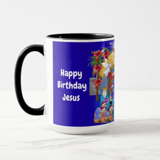 Happy Birthday Jesus Nativity Mug マグカップ (左)