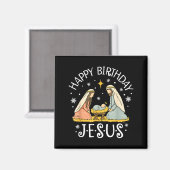 Happy Birthday Jesus Ugly Christmas Sweater Christ マグネット (正面/裏面)