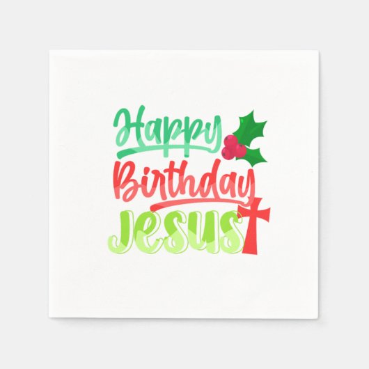 Happy Birthday Jesus Xmas Merry Christmas Gift スタンダードカクテルナプキン (正面)