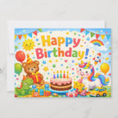 Happy Birthday Kids Colorful Party Card ノートカード (正面)