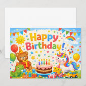 Happy Birthday Kids Colorful Party Card ノートカード (正面/裏面)
