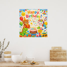 Happy Birthday Kids Colorful Party Poster ポスター