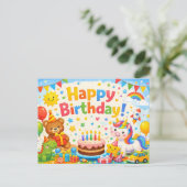 Happy Birthday Kids Colorful Postcard ポストカード (スタンド正面)