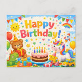 Happy Birthday Kids Colorful Postcard ポストカード (正面)