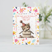 Happy Birthday Kitten Baby Girl 招待状 (スタンド正面)