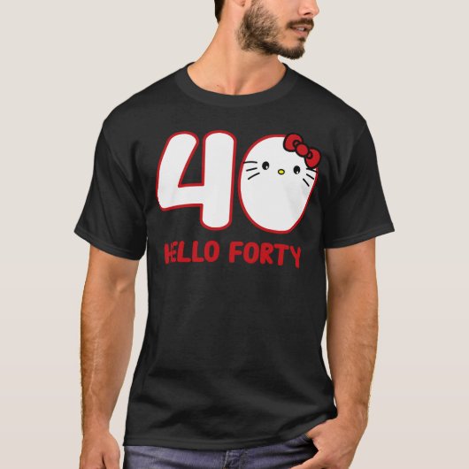 Happy Birthday Kitty, Cute Hello Forty Bday 40th K Tシャツ (正面)