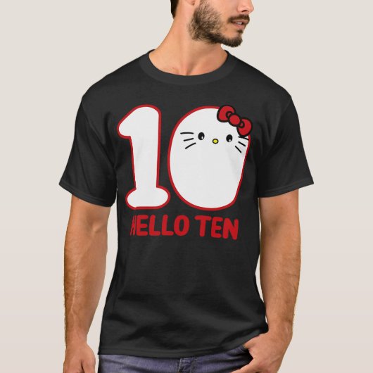 Happy Birthday Kitty, Cute Hello Ten Bday 10th Kaw Tシャツ (正面)