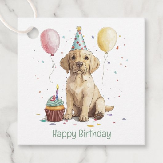 Happy Birthday Labrador Retriever Dogs フェイバータグ (正面)