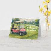 Happy Birthday Lady Golfer  カード (黄色い花)