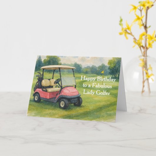 Happy Birthday Lady Golfer  カード (黄色い花)