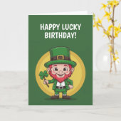 Happy Birthday Leprechaun カード (黄色い花)