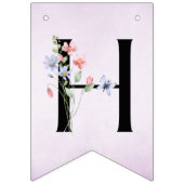 Happy Birthday Lilac Butterfly Watercolor Bunting バンティングフラッグ (第2の旗)