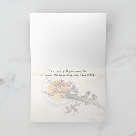 Happy Birthday - Love Birds & Cherry Blossom カード (内部)