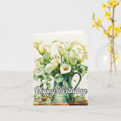 Happy Birthday Lovely Calla Lilies Flowers カード (黄色い花)
