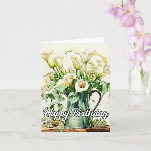 Happy Birthday Lovely Calla Lilies Flowers カード (蘭)