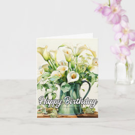 Happy Birthday Lovely Calla Lilies Flowers カード