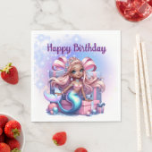 Happy Birthday Mermaid  スタンダードランチョンナプキン (インサイチュ)