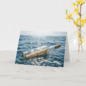 Happy Birthday Message in a Bottle カード (黄色い花)