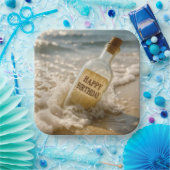 Happy Birthday Message in a Bottle ペーパープレート (パーティー)