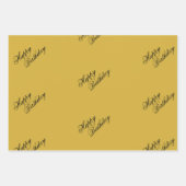 Happy Birthday Metallic Gold Wrapping Paper Sheets ラッピングペーパーシート (正面3)