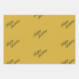 Happy Birthday Metallic Gold Wrapping Paper Sheets ラッピングペーパーシート