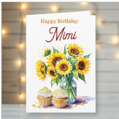 Happy Birthday Mimi | ひまわりとカップケーキ カード