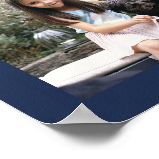 Happy Birthday Modern Photo Collage Navy Blue ポスター (角)