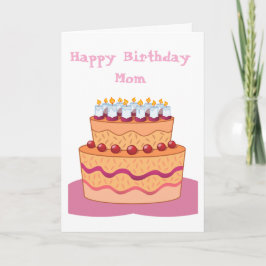 Happy Birthday Mom Cake Folded Greeting Card カード
