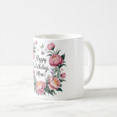 Happy Birthday Mom Floral Design  コーヒーマグカップ (正面右)