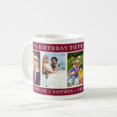Happy Birthday Mom Photo Collage burgundy keepsake コーヒーマグカップ (正面左)